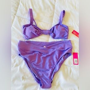 Ninety-Nine Degrees 2 Piece Purple Dot Swim Suit - XXL